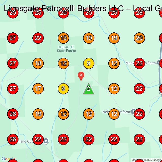 Lionsgate Petrocelli Builders LLC GeoGrid visibility map for Construction Company in None